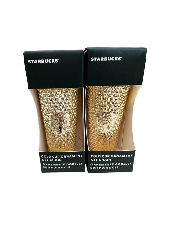 Starbucks Other - nwt Starbucks 2022 Holiday Chrome Studded Ornament Keychain Set of 2